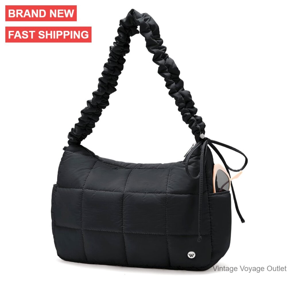 Medium Puffer Crossbody Bag Nylon Adjustable Strap Hobo Shoulder Purse